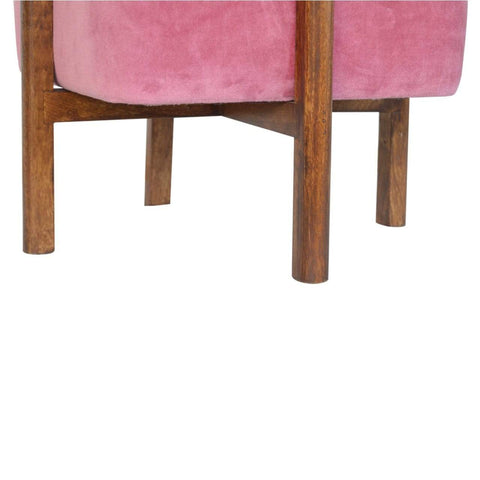 Pink Velvet Footstool with Solid Wood Legs Living Artisan Furniture 