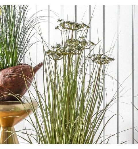 Potted Grass with 5 Reeds Green/Blue Accessories Regency Studio 