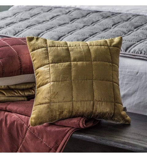 Quilted Velvet Cushion Ochre Accessories Regency Studio 