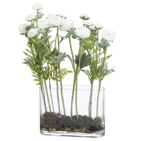 Ranunculus Arrangment In Glass Pot Accessories Hill Interiors 