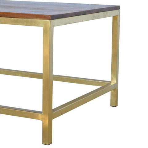 Rectangular Coffee Table with Gold Base Living Artisan Furniture 