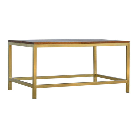 Rectangular Coffee Table with Gold Base Living Artisan Furniture 
