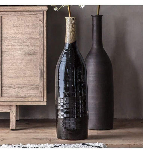 Robello Bottle Vase Lava Black Accessories Regency Studio 
