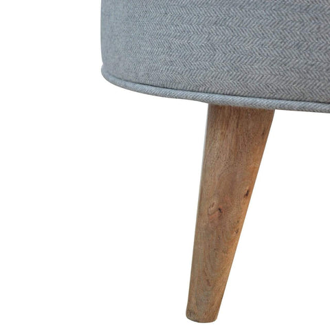 Round Grey Tweed Footstool Living Artisan Furniture 