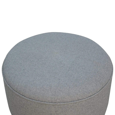 Round Grey Tweed Footstool Living Artisan Furniture 