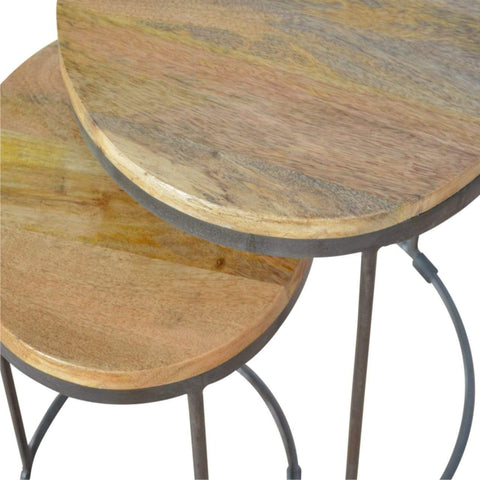 Round Table Set of 2 with Iron Base Living Artisan Furniture 