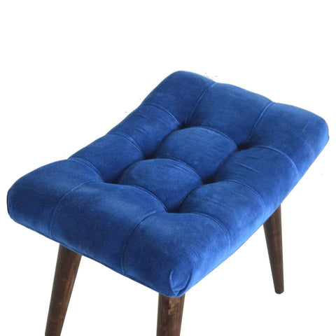 Royal Blue Cotton Velvet Curved Bench Living Artisan Furniture 