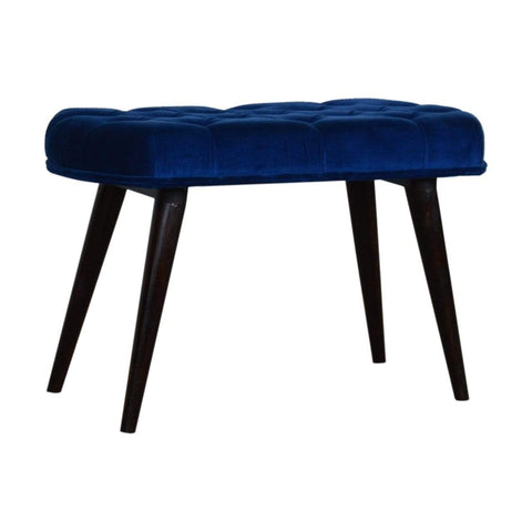 Royal Blue Cotton Velvet Deep Button Bench Living Artisan Furniture 