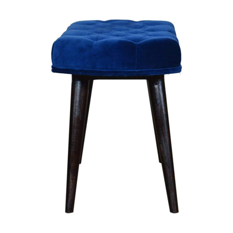 Royal Blue Cotton Velvet Deep Button Bench Living Artisan Furniture 