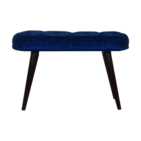 Royal Blue Cotton Velvet Deep Button Bench Living Artisan Furniture 