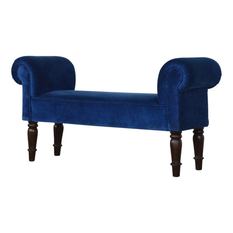 Royal Blue Velvet Bench with Turned Feet Living Artisan Furniture 
