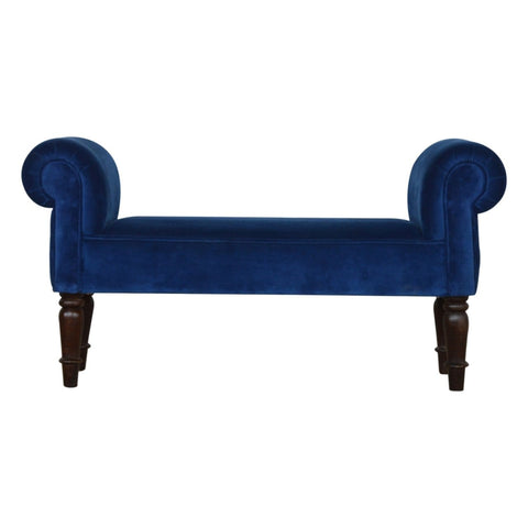 Royal Blue Velvet Bench with Turned Feet Living Artisan Furniture 