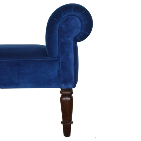 Royal Blue Velvet Bench with Turned Feet Living Artisan Furniture 