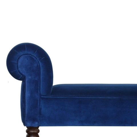 Royal Blue Velvet Bench with Turned Feet Living Artisan Furniture 