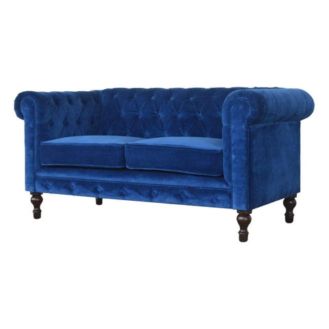 Royal Blue Velvet Chesterfield Sofa Living Artisan Furniture 