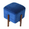 Royal Blue Velvet Footstool with Solid Wood Legs Living Artisan Furniture 