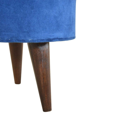 Royal Blue Velvet Nordic Style Footstool Living Artisan Furniture 