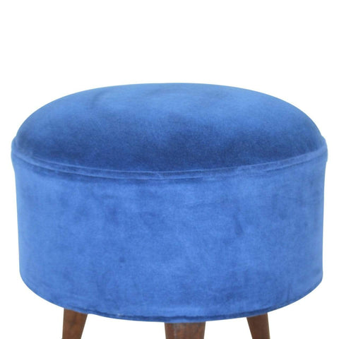 Royal Blue Velvet Nordic Style Footstool Living Artisan Furniture 