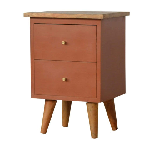 Rust Hand Painted Bedside Sleeping Artisan Furniture 