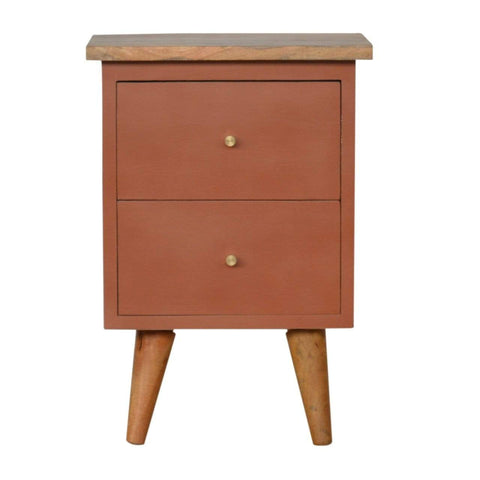 Rust Hand Painted Bedside Sleeping Artisan Furniture 