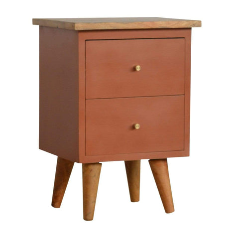 Rust Hand Painted Bedside Sleeping Artisan Furniture 