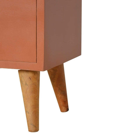 Rust Hand Painted Bedside Sleeping Artisan Furniture 
