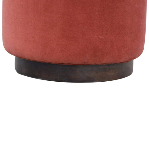 Rust Velvet Footstool with Wooden Base Living Artisan Furniture 