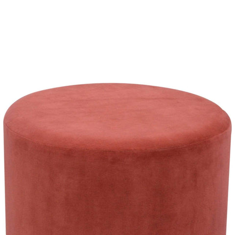 Rust Velvet Footstool with Wooden Base Living Artisan Furniture 
