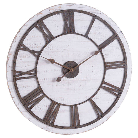 Rustic Wooden Clock With Aged Numerals And Hands Accessories Hill Interiors 