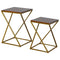 Set of 2 Chestnut Nesting Tables with Gold Base Living Artisan Furniture 
