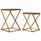 Set of 2 Chestnut Nesting Tables with Gold Base Living Artisan Furniture 