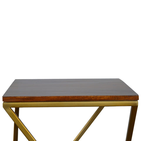 Set of 2 Chestnut Nesting Tables with Gold Base Living Artisan Furniture 