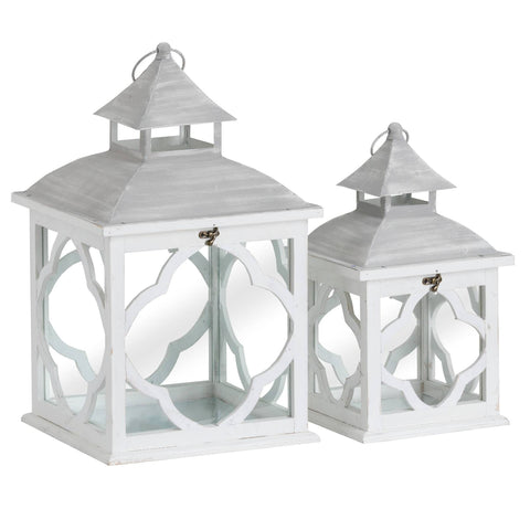 Set Of 2 Wooden Lanterns With Marrakesh Pattern Accessories Hill Interiors 