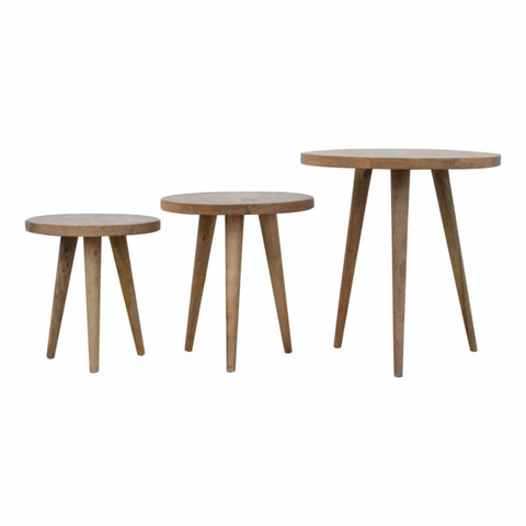 Set of 3 Nesting Tables with Patchwork Patterned Tops Living Artisan Furniture 