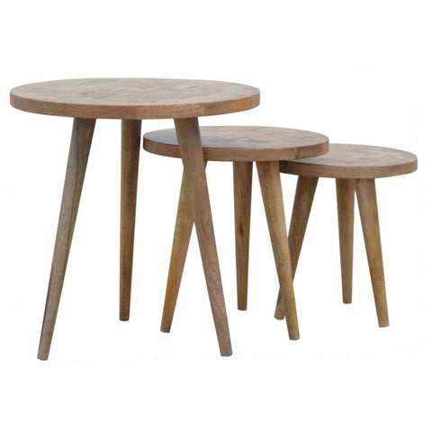 Set of 3 Nesting Tables with Patchwork Patterned Tops Living Artisan Furniture 