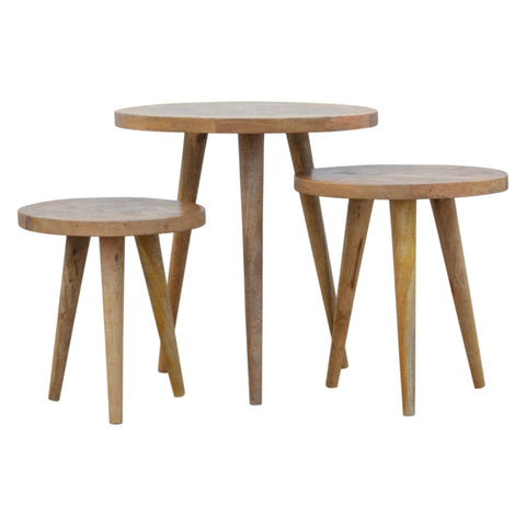 Set of 3 Nesting Tables with Patchwork Patterned Tops Living Artisan Furniture 