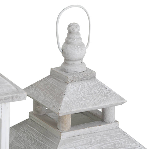 Set Of 3 White Window Style Lanterns With Open Top Accessories Hill Interiors 