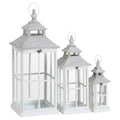 Set Of 3 White Window Style Lanterns With Open Top Accessories Hill Interiors 