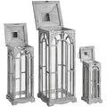 Set Of Three Wooden Lanterns With Archway Design Accessories Hill Interiors 