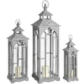 Set Of Three Wooden Lanterns With Archway Design Accessories Hill Interiors 