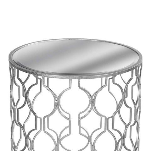Set of Two Arabesque Silver Foil Mirrored Side Tables Living Hill Interiors 