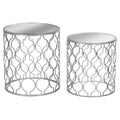 Set of Two Arabesque Silver Foil Mirrored Side Tables Living Hill Interiors 