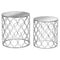 Set of Two Arabesque Silver Foil Mirrored Side Tables Living Hill Interiors 