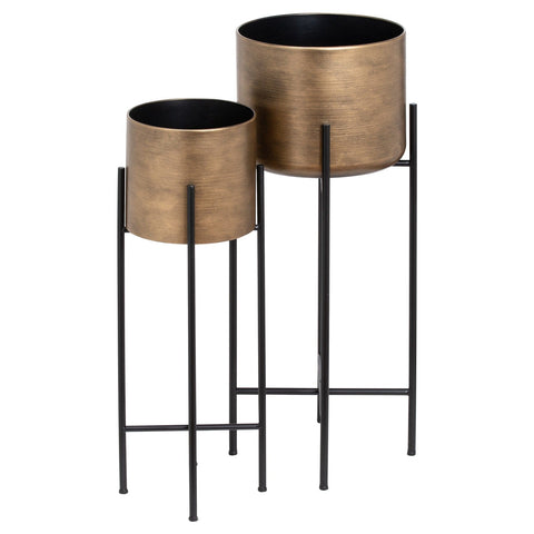 Set Of Two Bronze Planters On Stand Accessories Hill Interiors 
