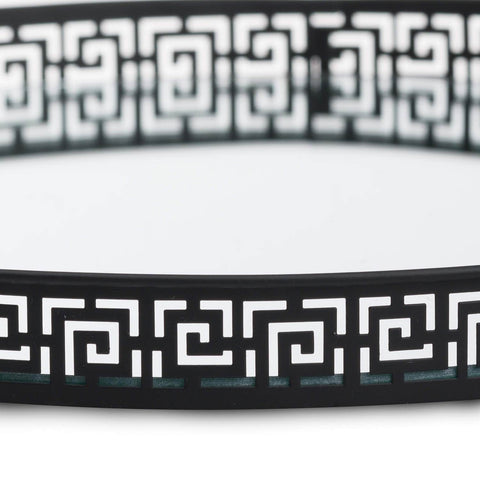 Set Of Two Circular Aztec Black Mirrored Trays Accessories Hill Interiors 