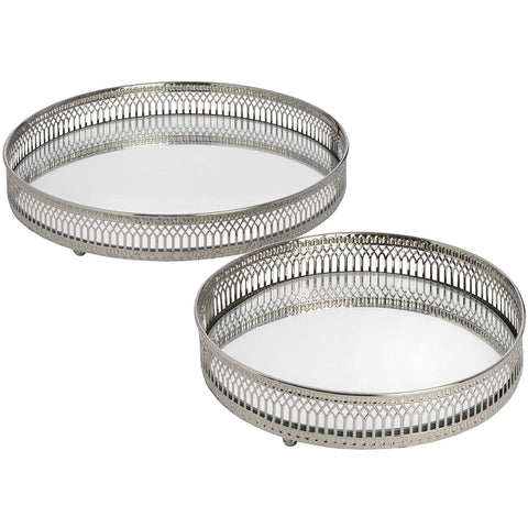 Set Of Two Circular Nickle Trays Accessories Hill Interiors 