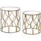 Set Of Two Lattice Detail Gold Side Tables Living Hill Interiors 