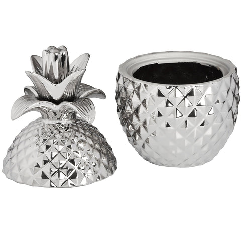 Silver Ceramic Pineapple Trinket Jar Accessories Hill Interiors 