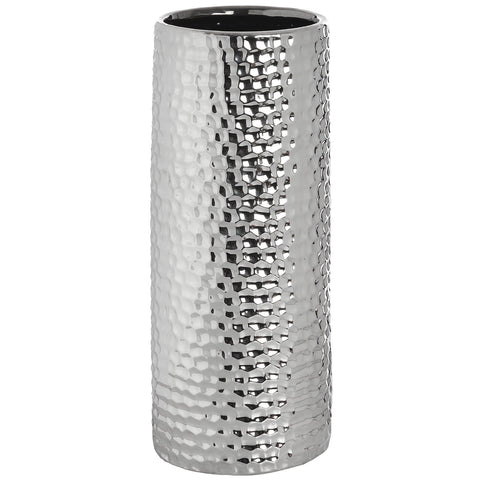 Silver Ceramic Umbrella Stand in Dimple Effect Accessories Hill Interiors 