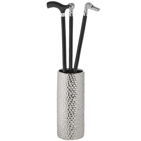 Silver Ceramic Umbrella Stand in Dimple Effect Accessories Hill Interiors 